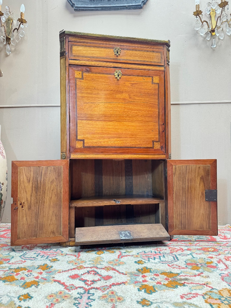 Tuart Jean-baptiste II Marquetry Woodwork Secretary Stamped From The Louis XVI Period-photo-2