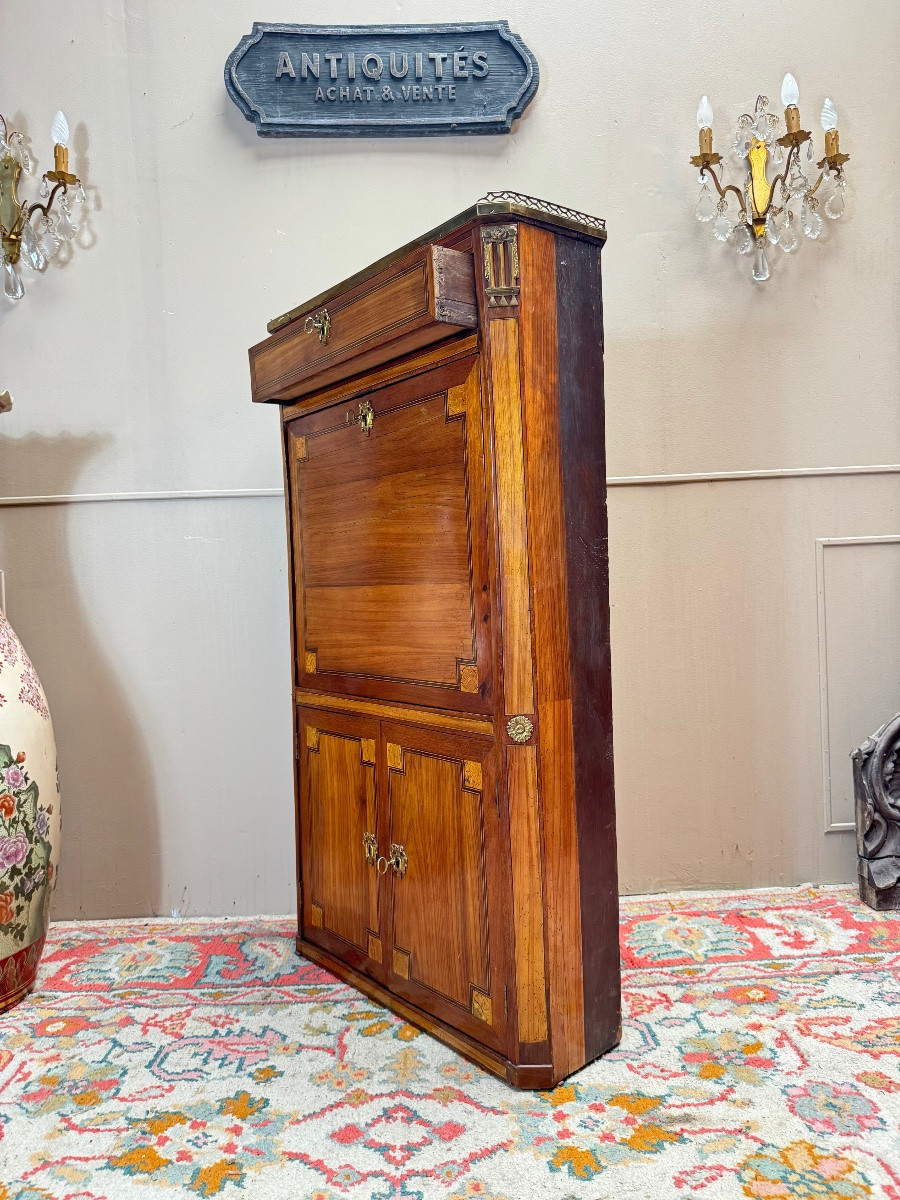 Tuart Jean-baptiste II Marquetry Woodwork Secretary Stamped From The Louis XVI Period-photo-3