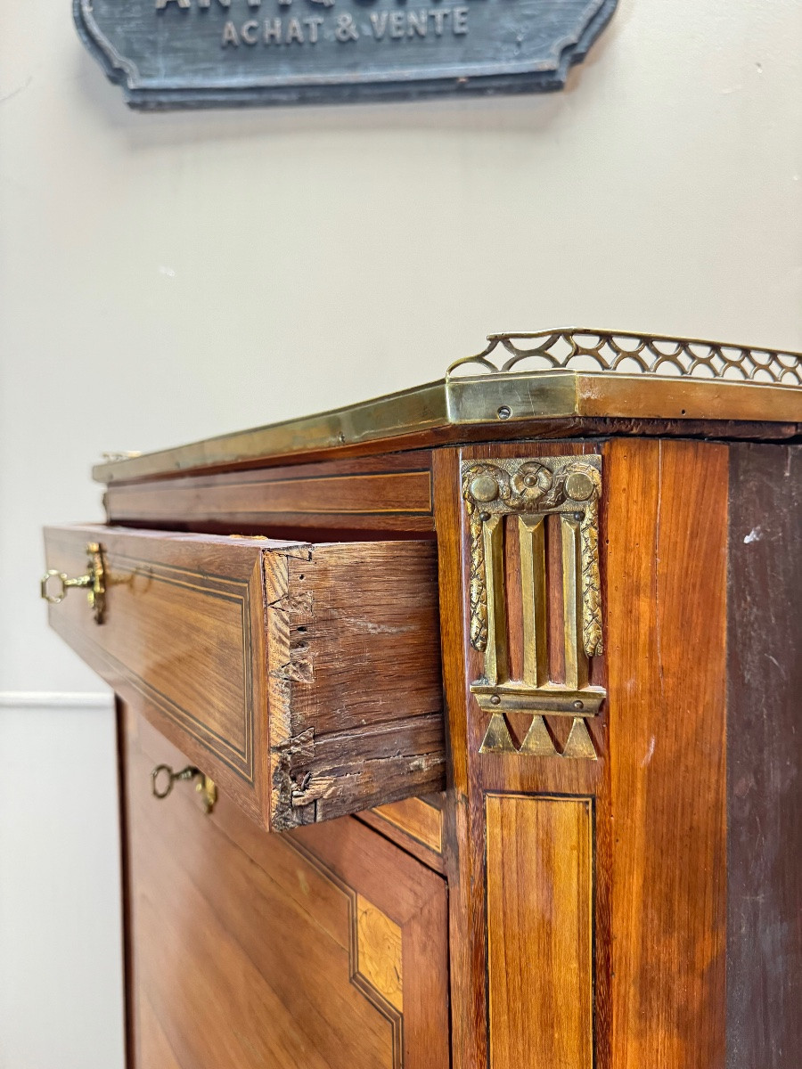 Tuart Jean-baptiste II Marquetry Woodwork Secretary Stamped From The Louis XVI Period-photo-4