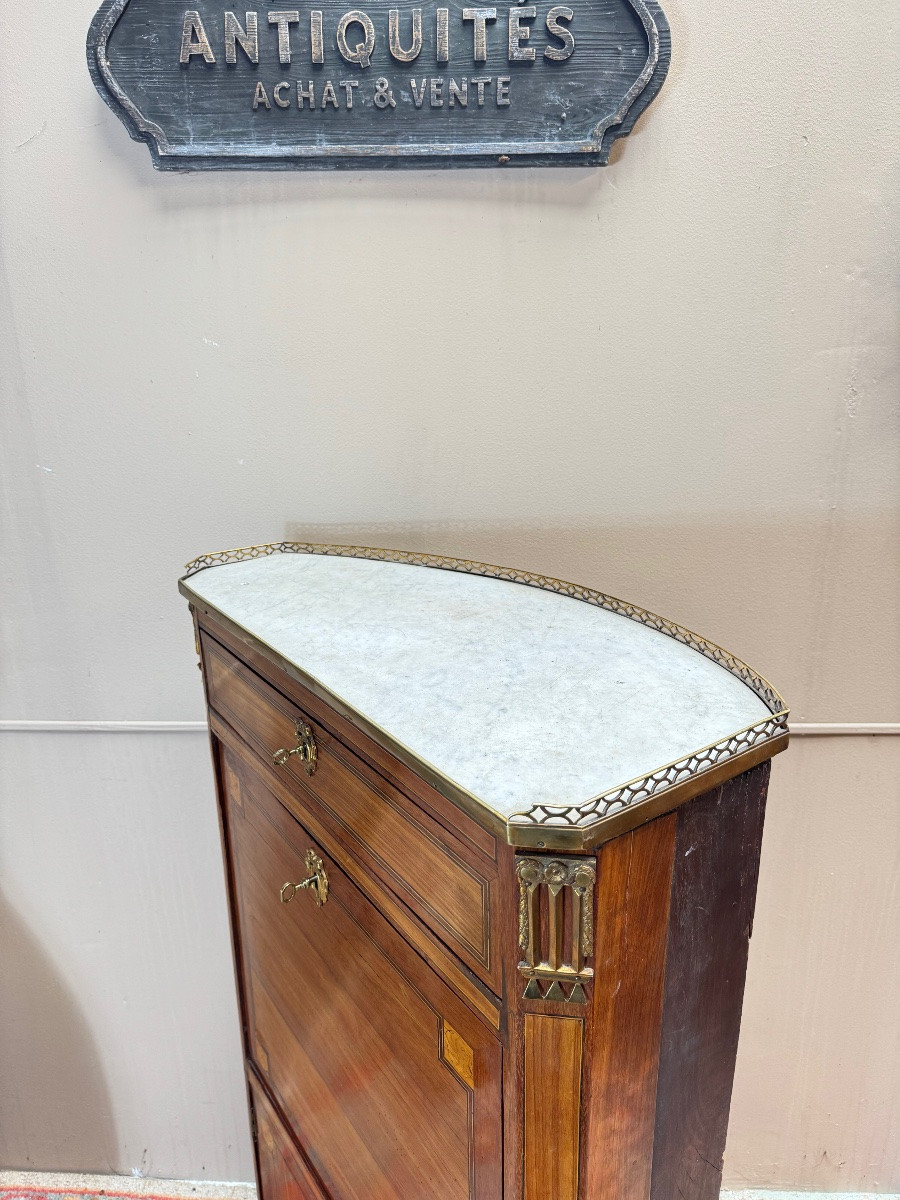 Tuart Jean-baptiste II Marquetry Woodwork Secretary Stamped From The Louis XVI Period-photo-5