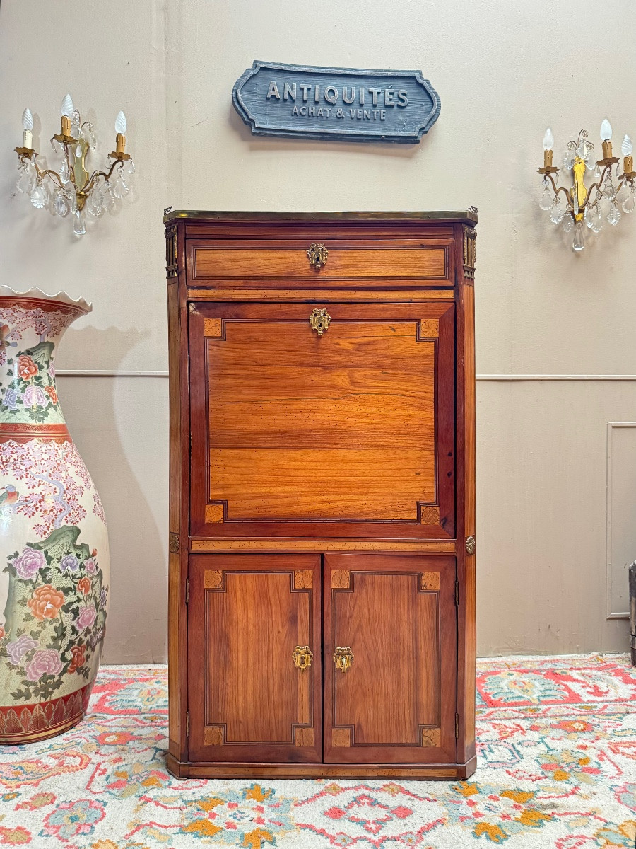 Tuart Jean-baptiste II Marquetry Woodwork Secretary Stamped From The Louis XVI Period