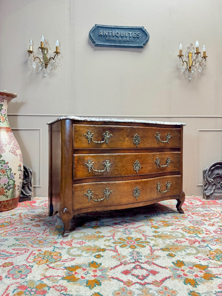 Louis XV Period Mahogany Chest Of Drawers, 18th Century -photo-1