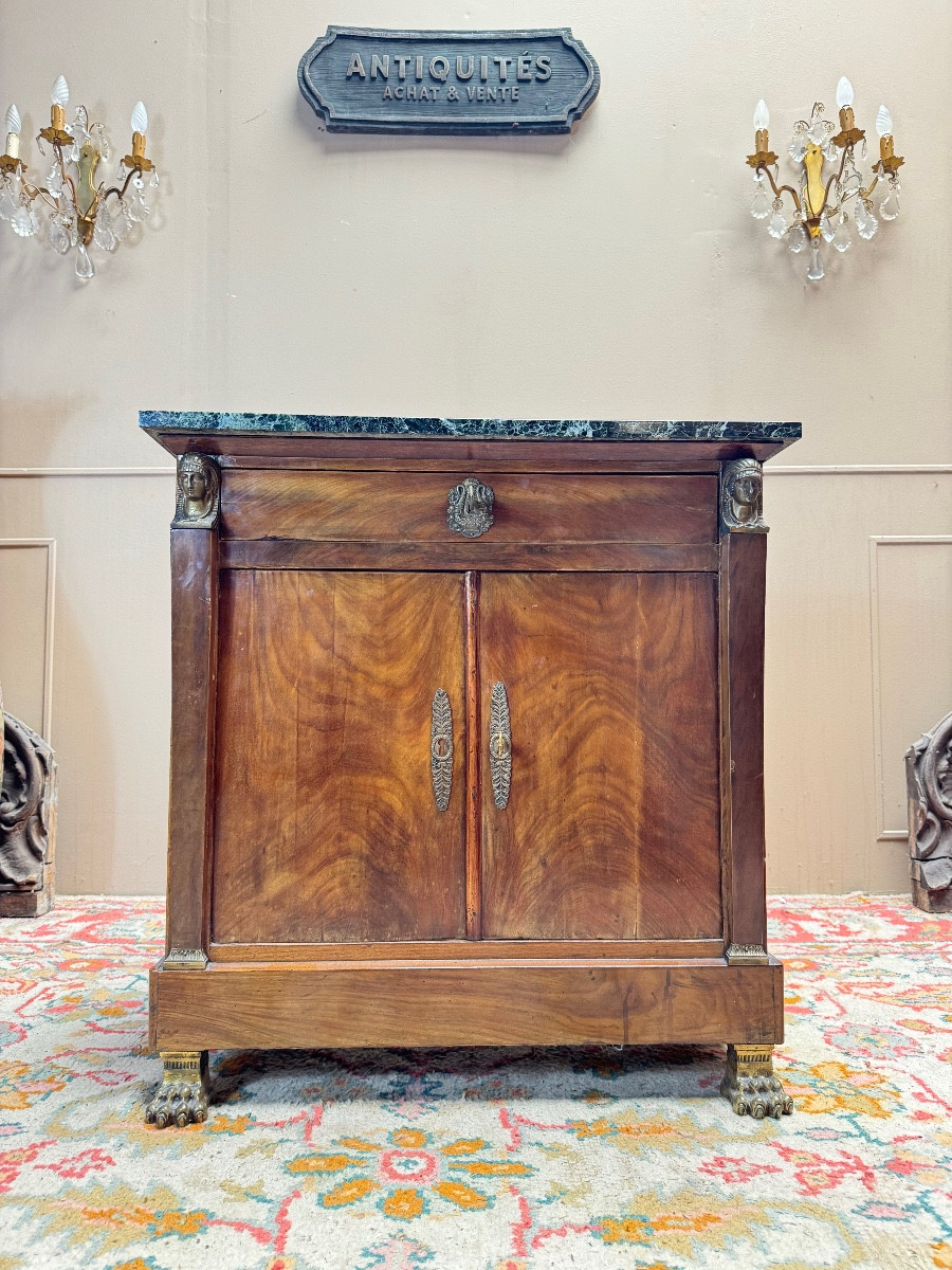 Empire Style Flamed Mahogany Sideboard, 19th Century, Return From Egypt 