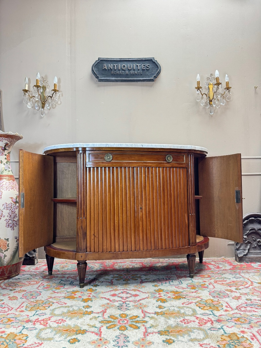 Buffet demi lune en acajou de style Louis XVI XIX eme siècle -photo-3