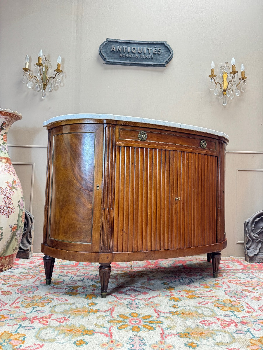 Buffet demi lune en acajou de style Louis XVI XIX eme siècle -photo-2