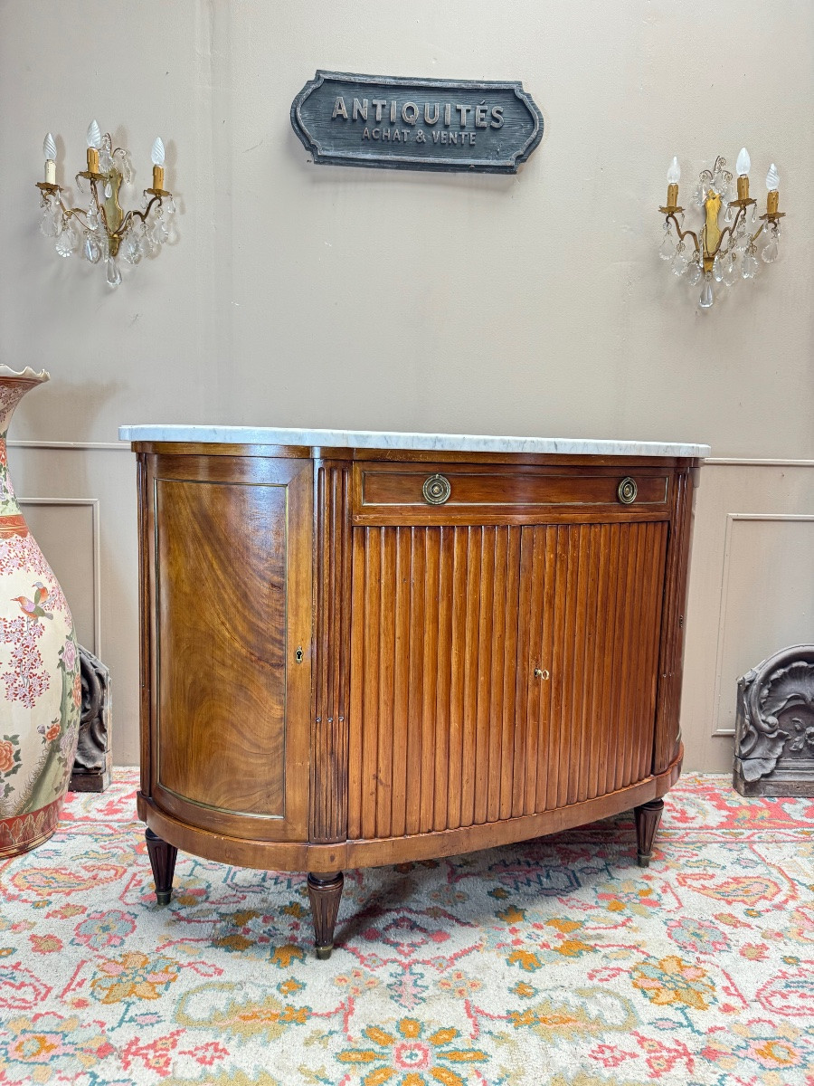 Buffet demi lune en acajou de style Louis XVI XIX eme siècle -photo-3