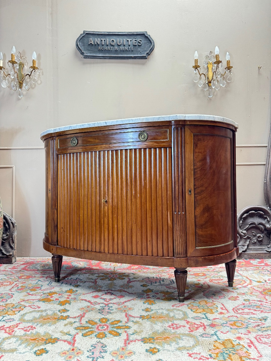 Buffet demi lune en acajou de style Louis XVI XIX eme siècle -photo-6