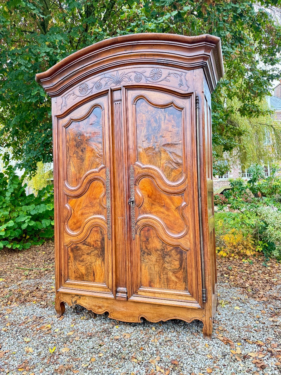  Grande Armoire de château à chapeau de gendarme En Noyer D’époque Louis XV XVIII Eme Siecle-photo-2
