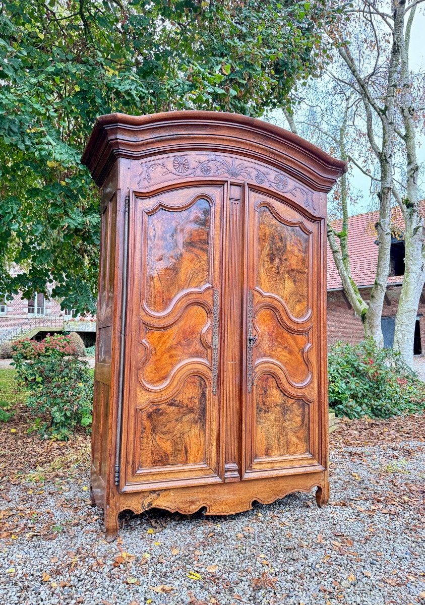  Grande Armoire de château à chapeau de gendarme En Noyer D’époque Louis XV XVIII Eme Siecle-photo-4