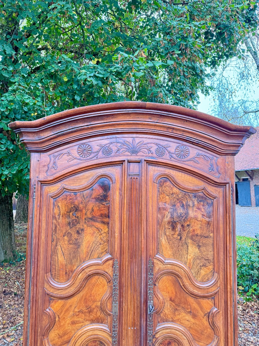  Grande Armoire de château à chapeau de gendarme En Noyer D’époque Louis XV XVIII Eme Siecle-photo-7