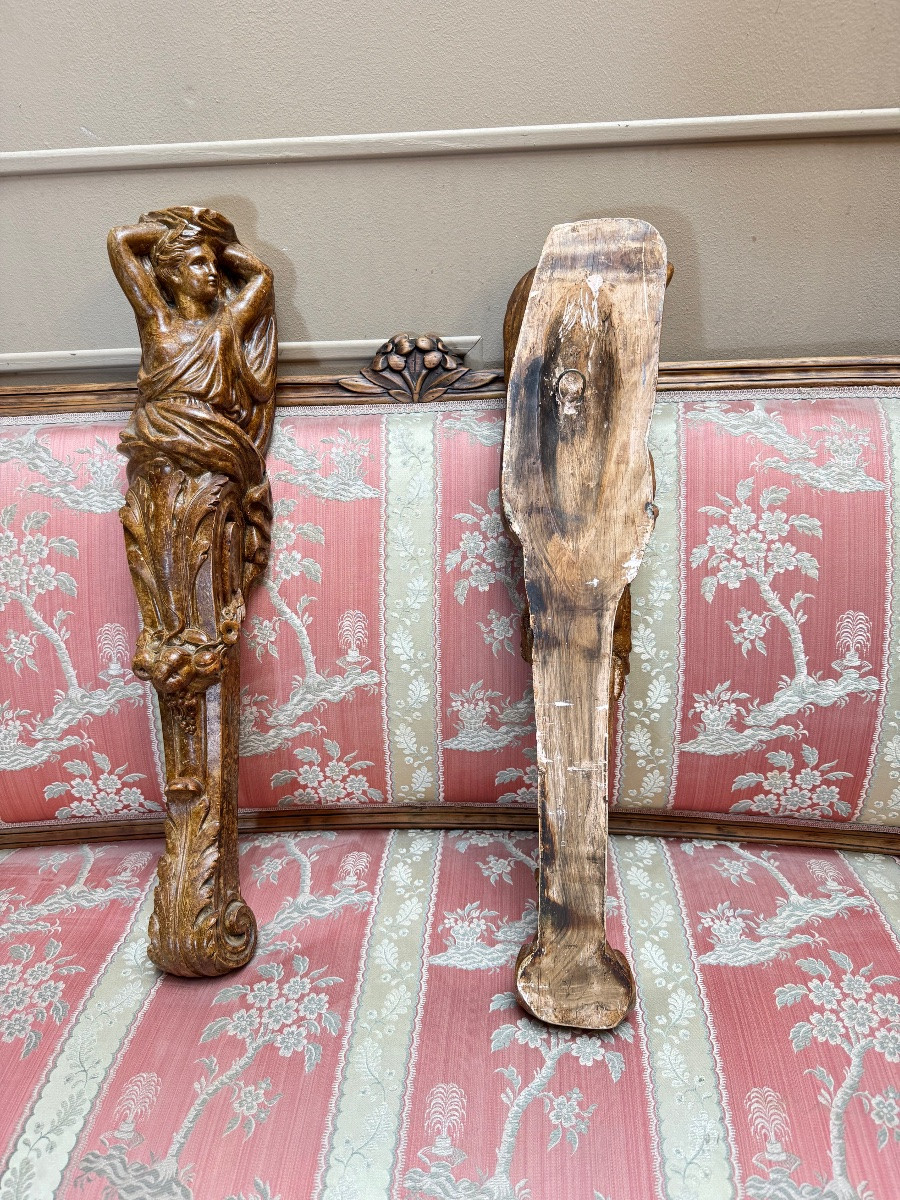 Paire de consoles en  plâtre peint de style Louis XVI -photo-5