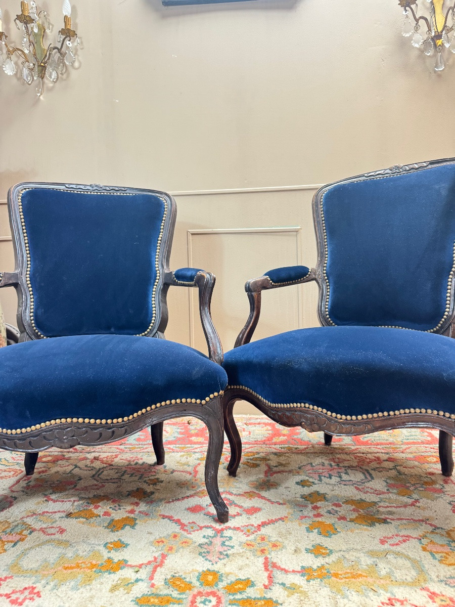 Pair Of Louis XV Period Cabriolet Armchairs, 18th Century -photo-3