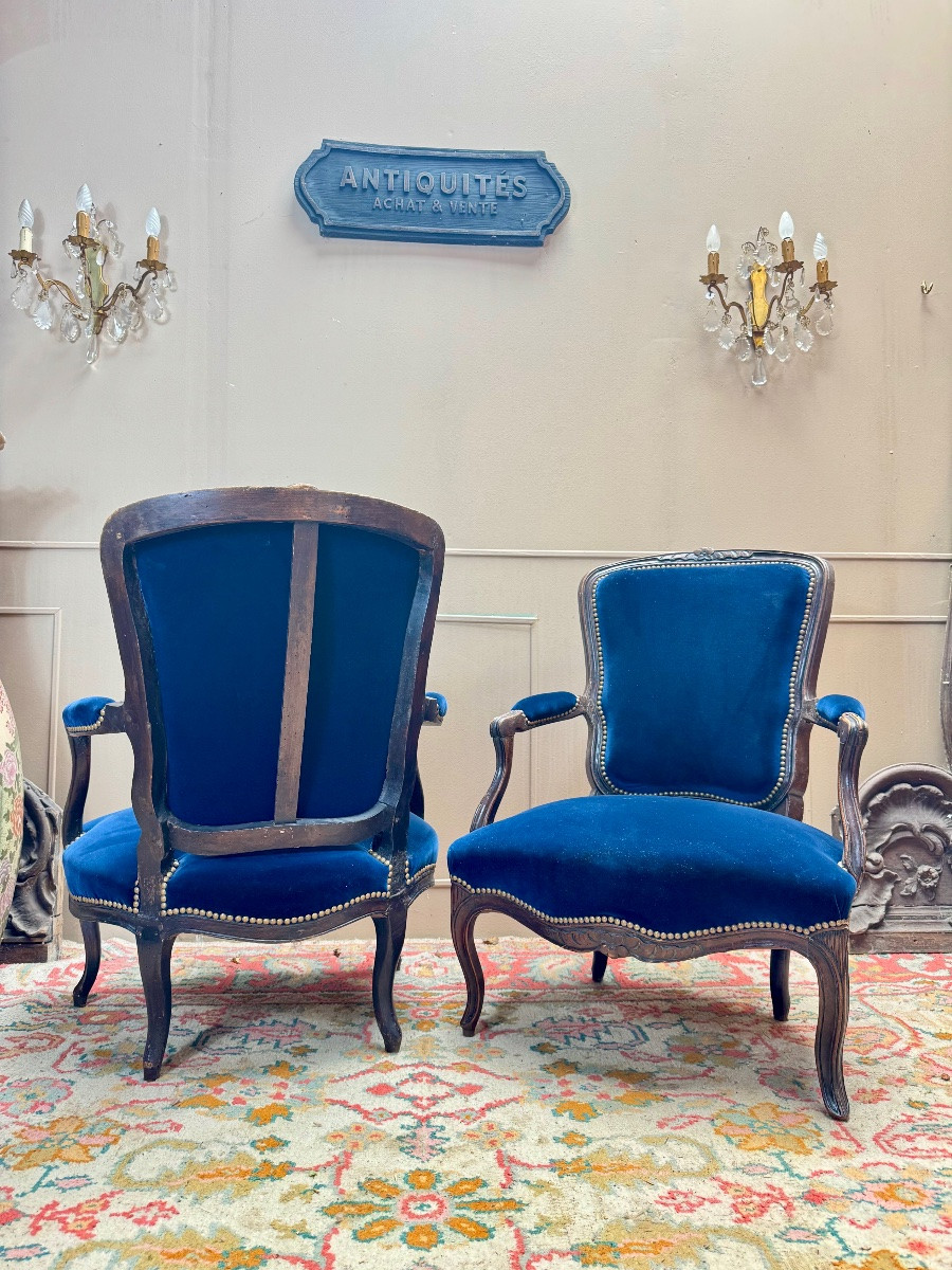 Pair Of Louis XV Period Cabriolet Armchairs, 18th Century -photo-5
