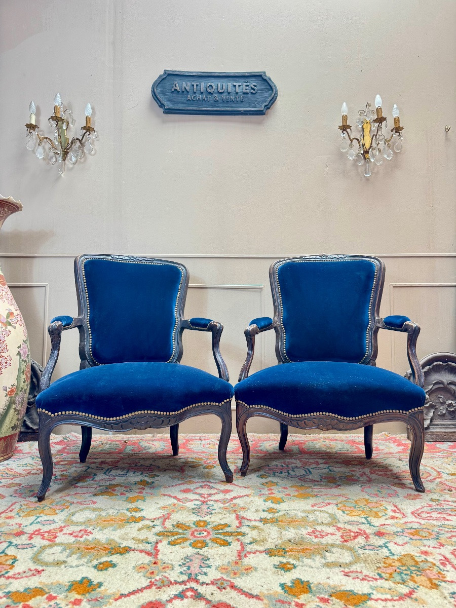 Pair Of Louis XV Period Cabriolet Armchairs, 18th Century -photo-7