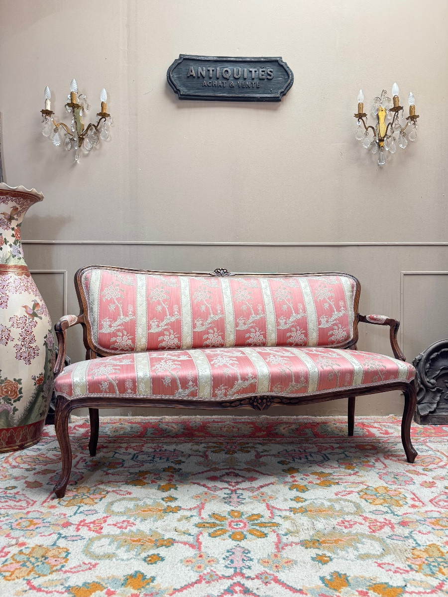 Louis XV Period Walnut Bench, 18th Century 