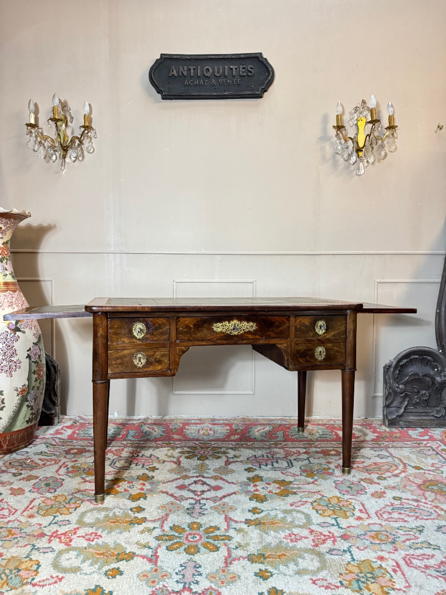 Flat Desk In Flame Mahogany From The Directoire Period, 19th Century -photo-3