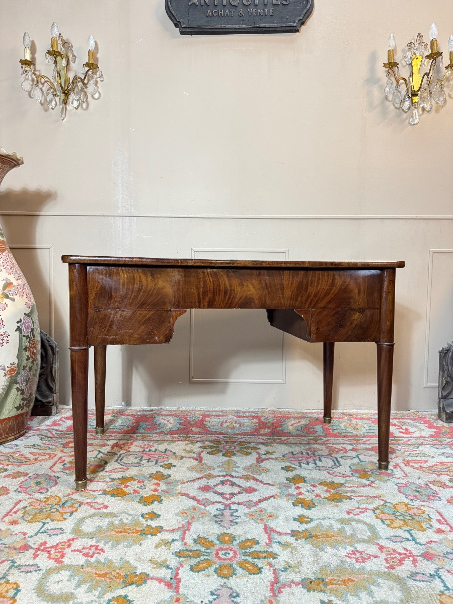 Flat Desk In Flame Mahogany From The Directoire Period, 19th Century -photo-7