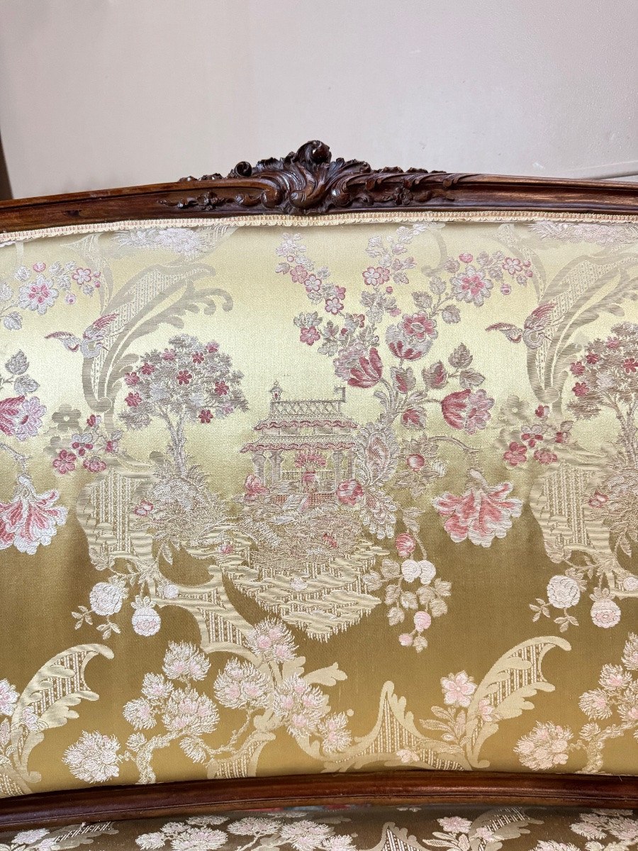 Mercier frères banquette en noyer de style Louis XV XIX eme siècle -photo-3