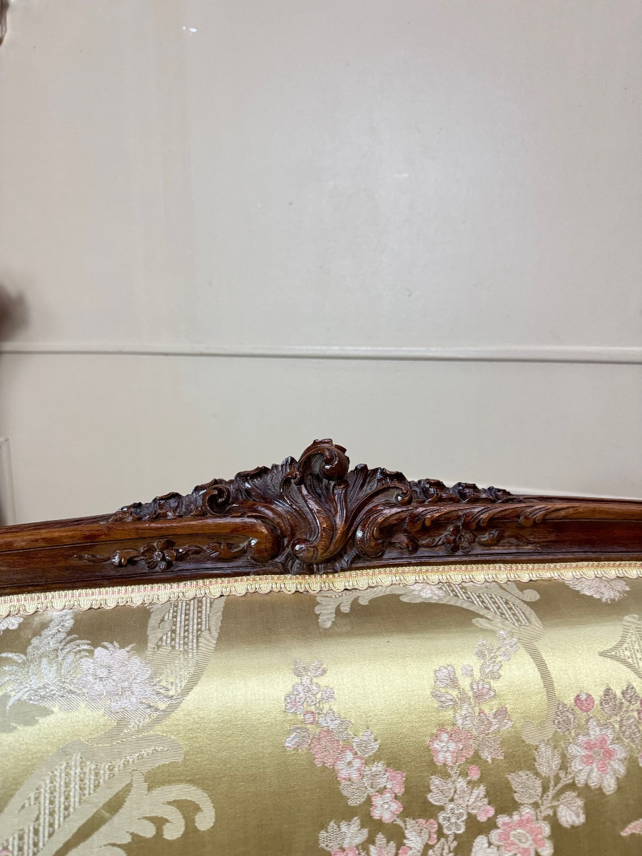 Mercier frères banquette en noyer de style Louis XV XIX eme siècle -photo-4