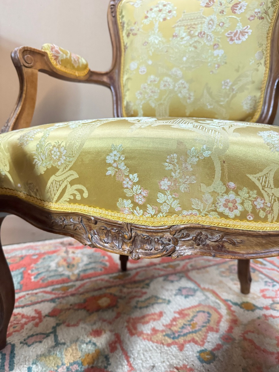 Mercier Brothers Set Of Three Louis 19th-century Style Walnut Armchairs -photo-5