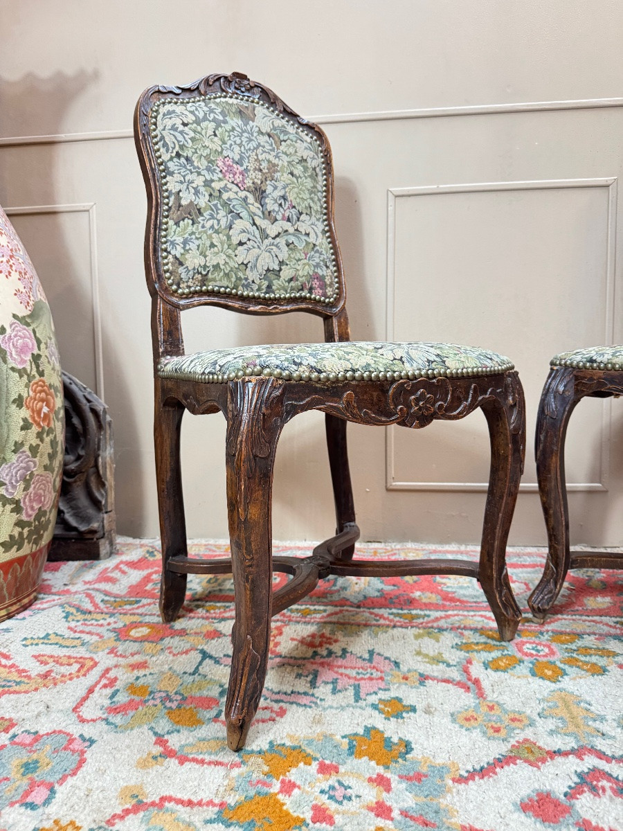 Armand Henry Pair Of Regency Period Stamped Natural Wood Chairs, 18th Century -photo-2