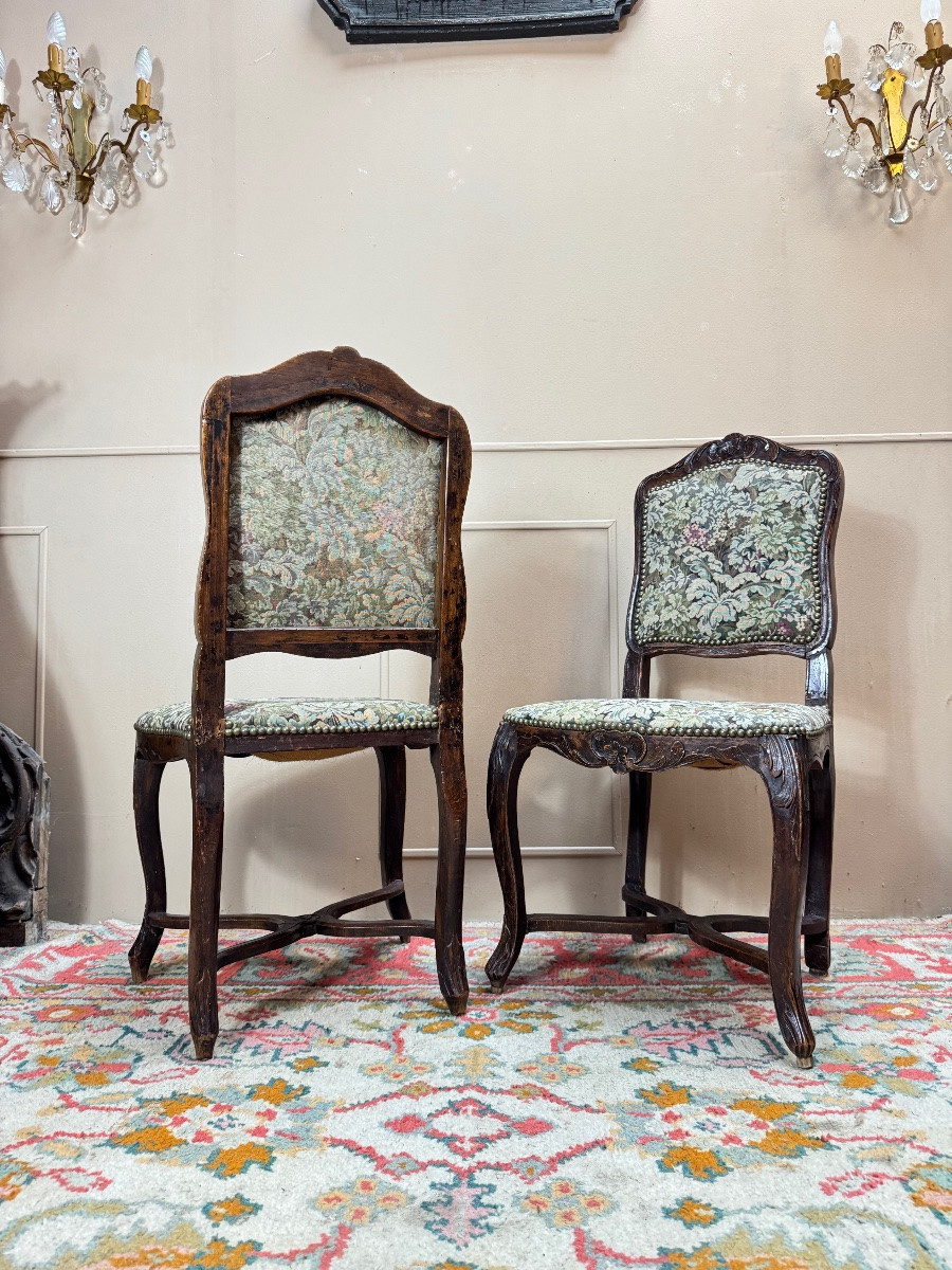 Armand Henry Pair Of Regency Period Stamped Natural Wood Chairs, 18th Century -photo-3