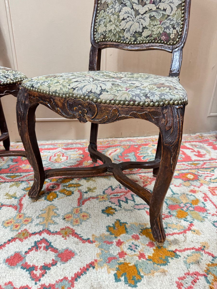 Armand Henry Pair Of Regency Period Stamped Natural Wood Chairs, 18th Century -photo-6