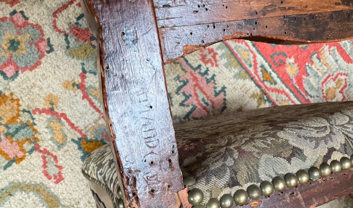 Armand Henry Pair Of Regency Period Stamped Natural Wood Chairs, 18th Century -photo-8