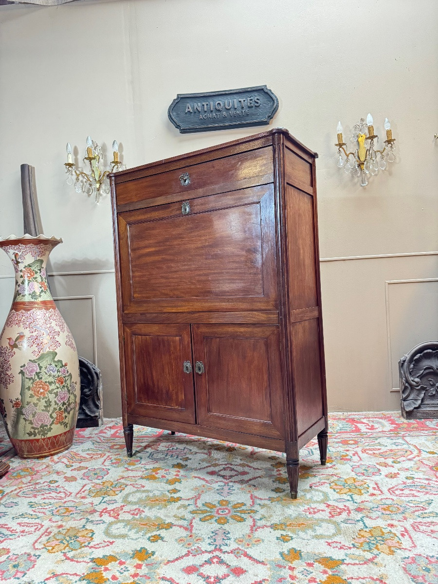 Louis XVI Period Mahogany Secretary, 18th Century -photo-3