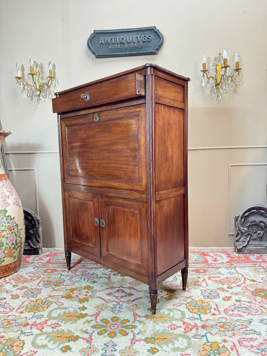 Louis XVI Period Mahogany Secretary, 18th Century -photo-4