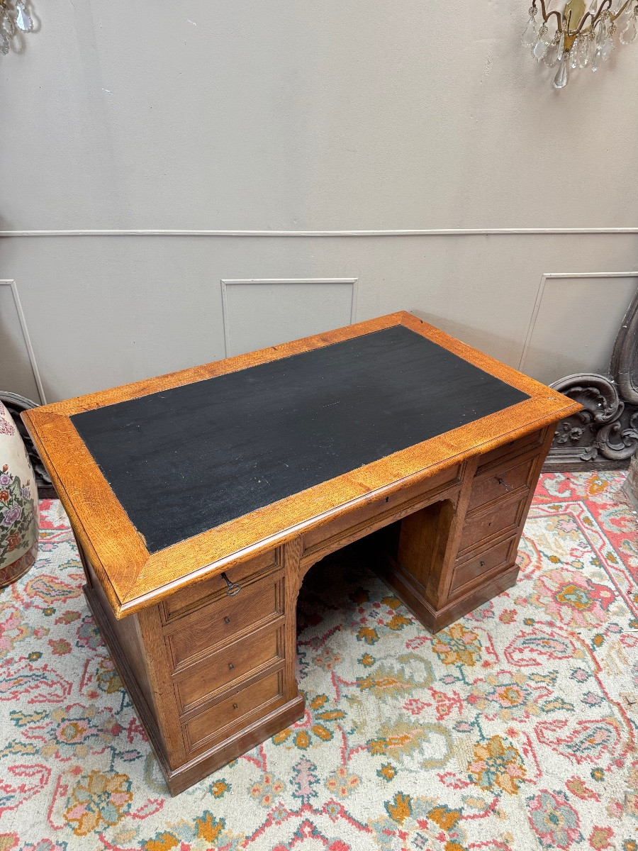 Bureau à caissons en chêne d’époque Napoléon III XIX eme siècle -photo-1