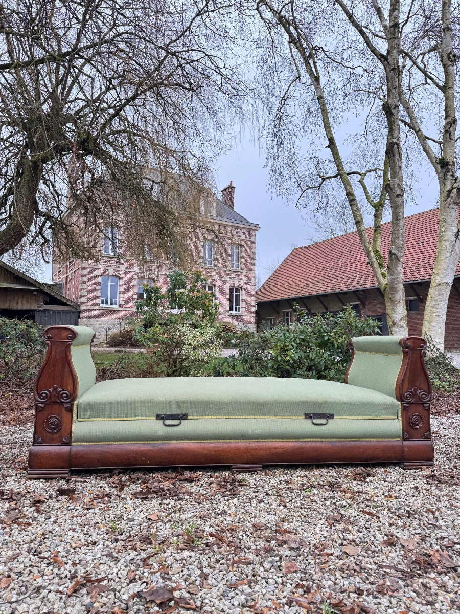 Bench, Daybed Forming A Chest In Mahogany From The 19th-century Restoration Period -photo-2