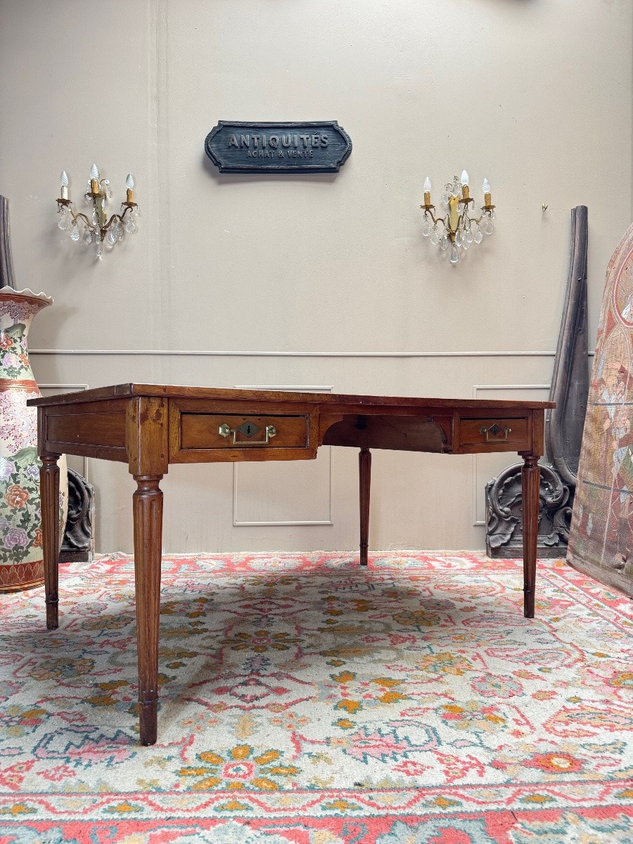 Louis XVI Style Mahogany Flat Desk, 19th Century -photo-1