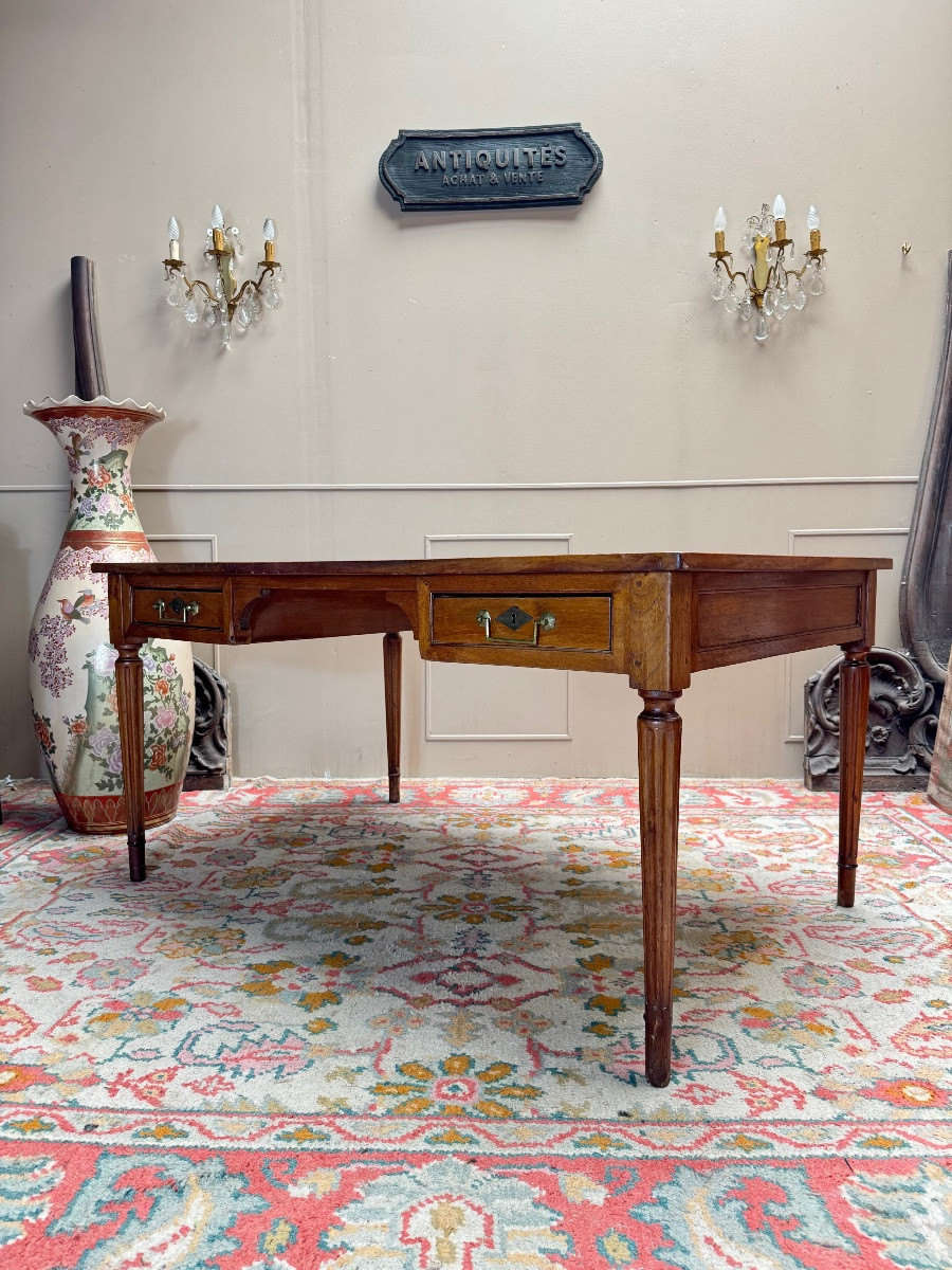 Louis XVI Style Mahogany Flat Desk, 19th Century -photo-2