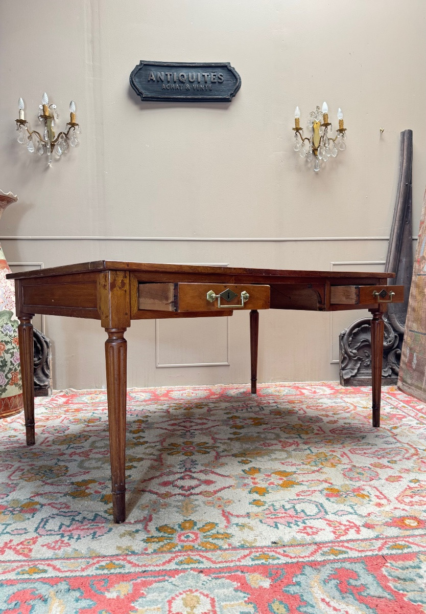 Louis XVI Style Mahogany Flat Desk, 19th Century -photo-3