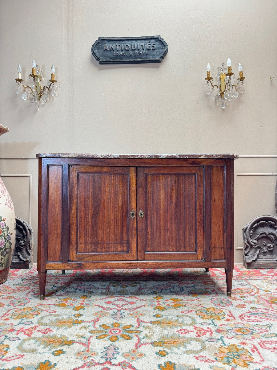 Jacques-pierre Letellier Mahogany Hunting Buffet, Louis XVI Period, Stamped 18th Century-photo-4