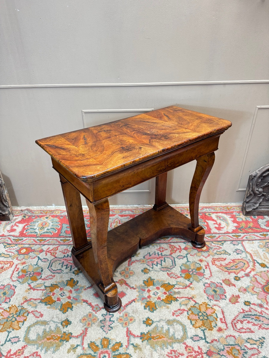 Console en noyer flammé d’époque Louis Phillipe XIX eme siècle -photo-3