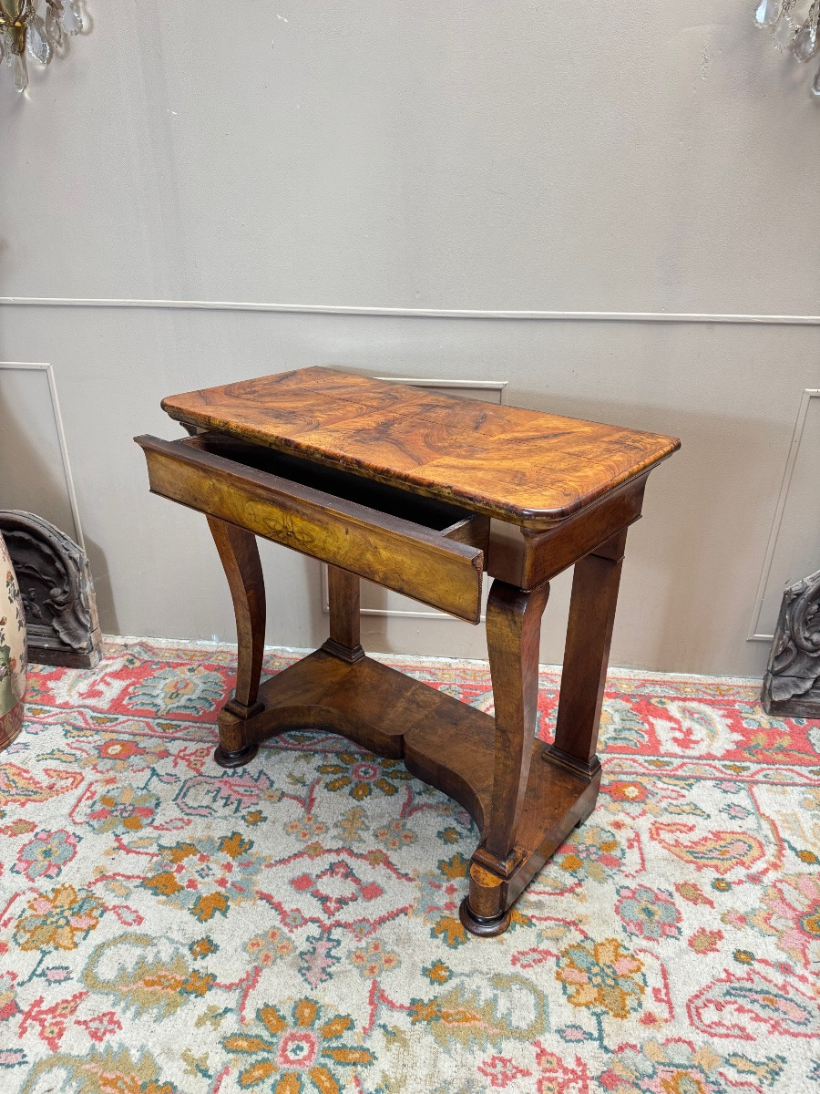 Console en noyer flammé d’époque Louis Phillipe XIX eme siècle -photo-2