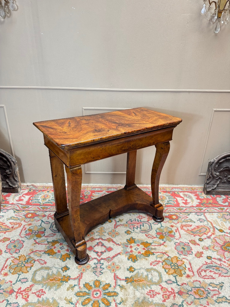 Console en noyer flammé d’époque Louis Phillipe XIX eme siècle -photo-5