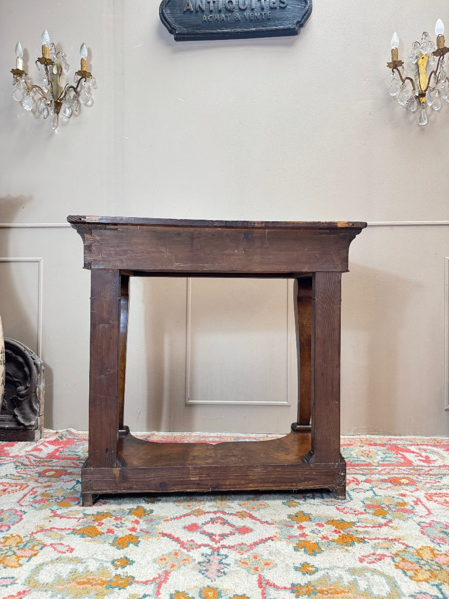 Console en noyer flammé d’époque Louis Phillipe XIX eme siècle -photo-6