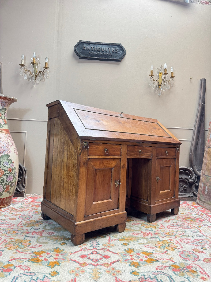 Bureau de pente en noyer d’époque directoire XVIII eme siècle -photo-2