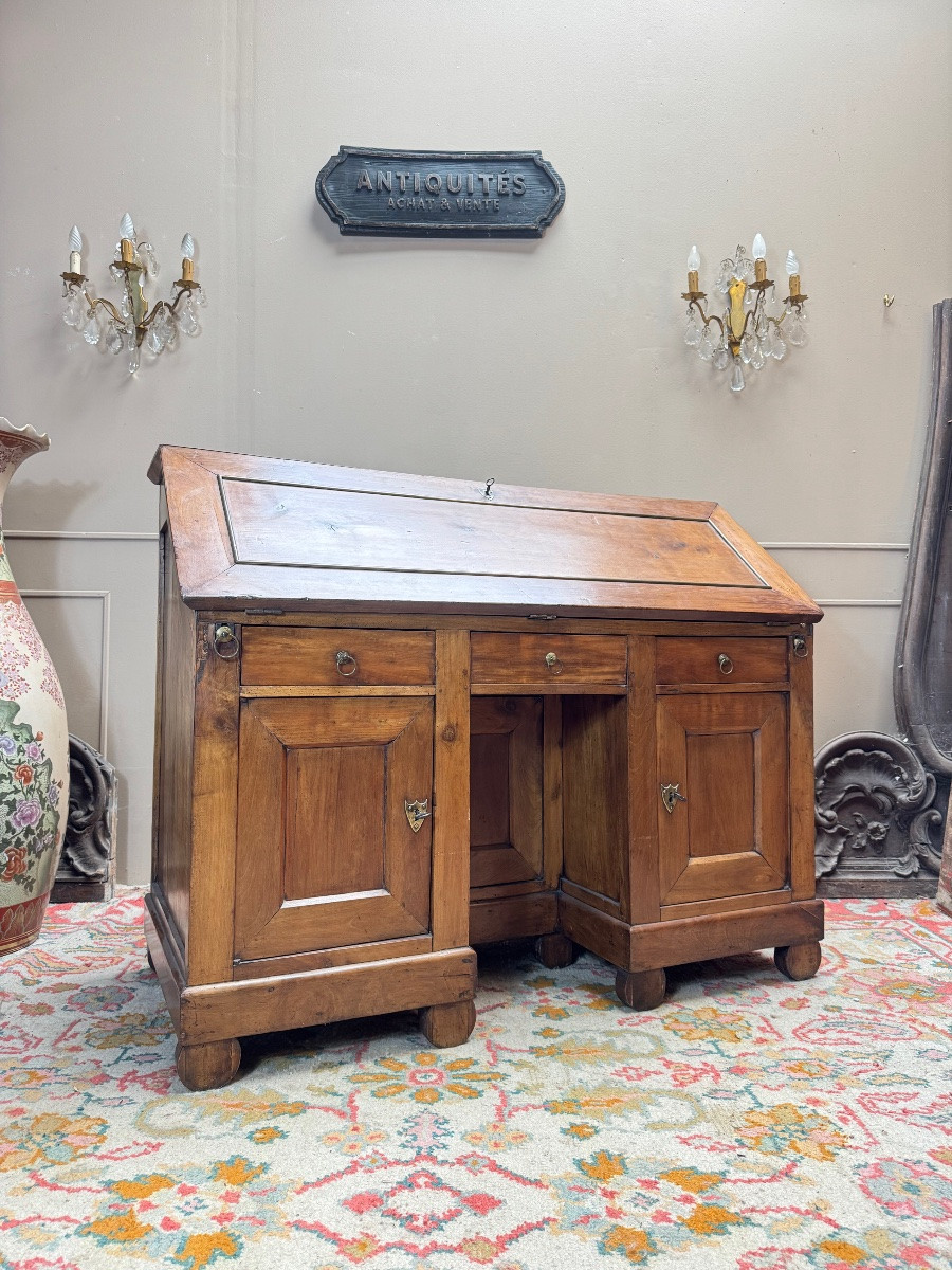 Bureau de pente en noyer d’époque directoire XVIII eme siècle -photo-3