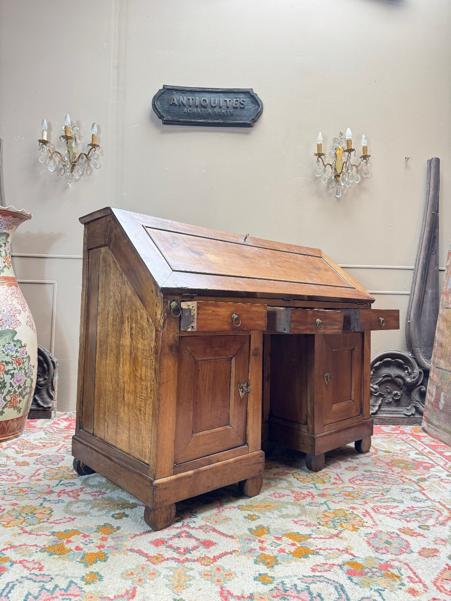 Bureau de pente en noyer d’époque directoire XVIII eme siècle -photo-4