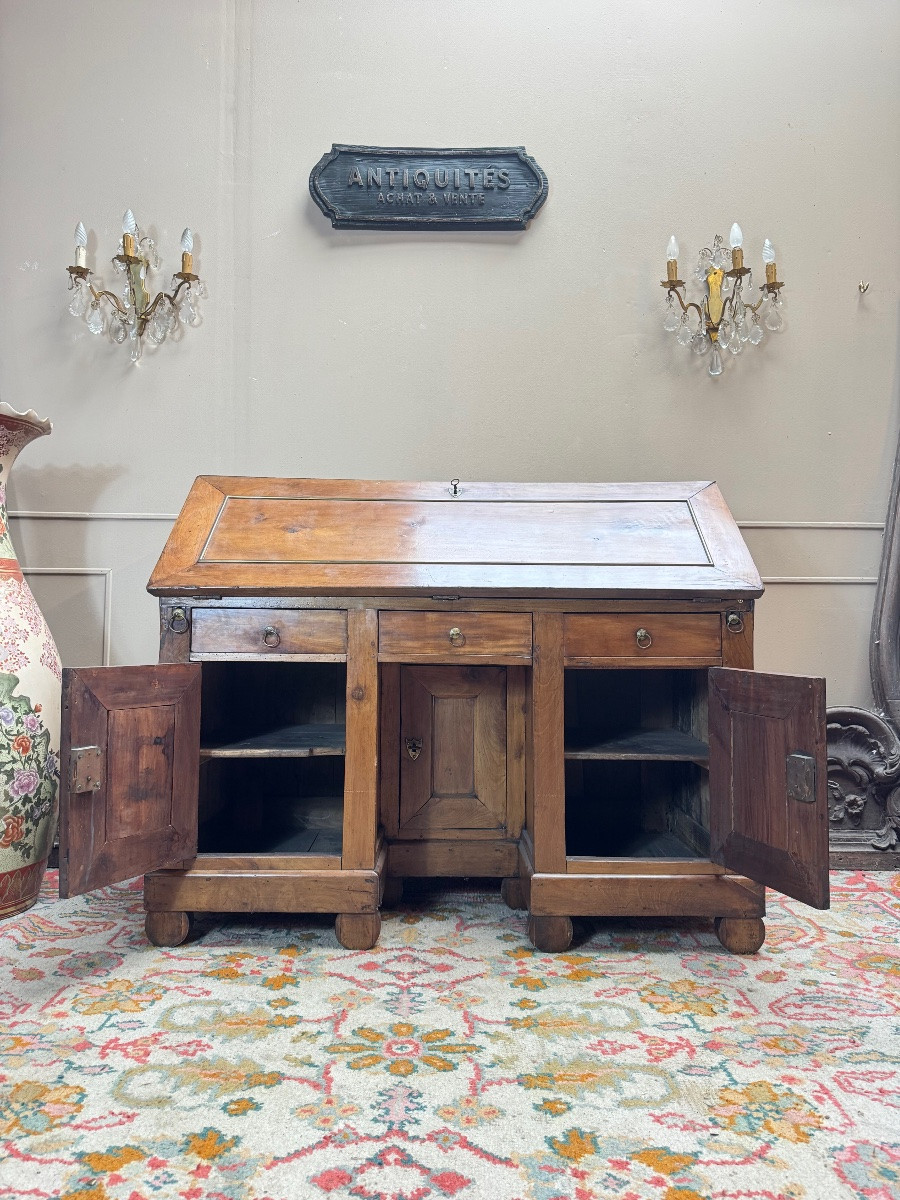 Bureau de pente en noyer d’époque directoire XVIII eme siècle -photo-1