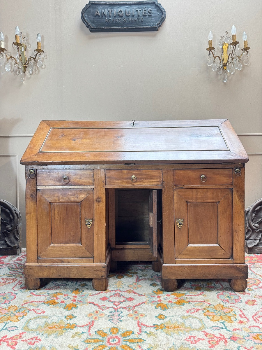 Bureau de pente en noyer d’époque directoire XVIII eme siècle -photo-2