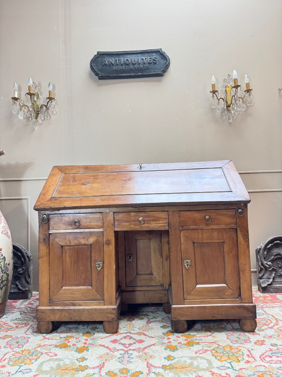 Bureau de pente en noyer d’époque directoire XVIII eme siècle -photo-3
