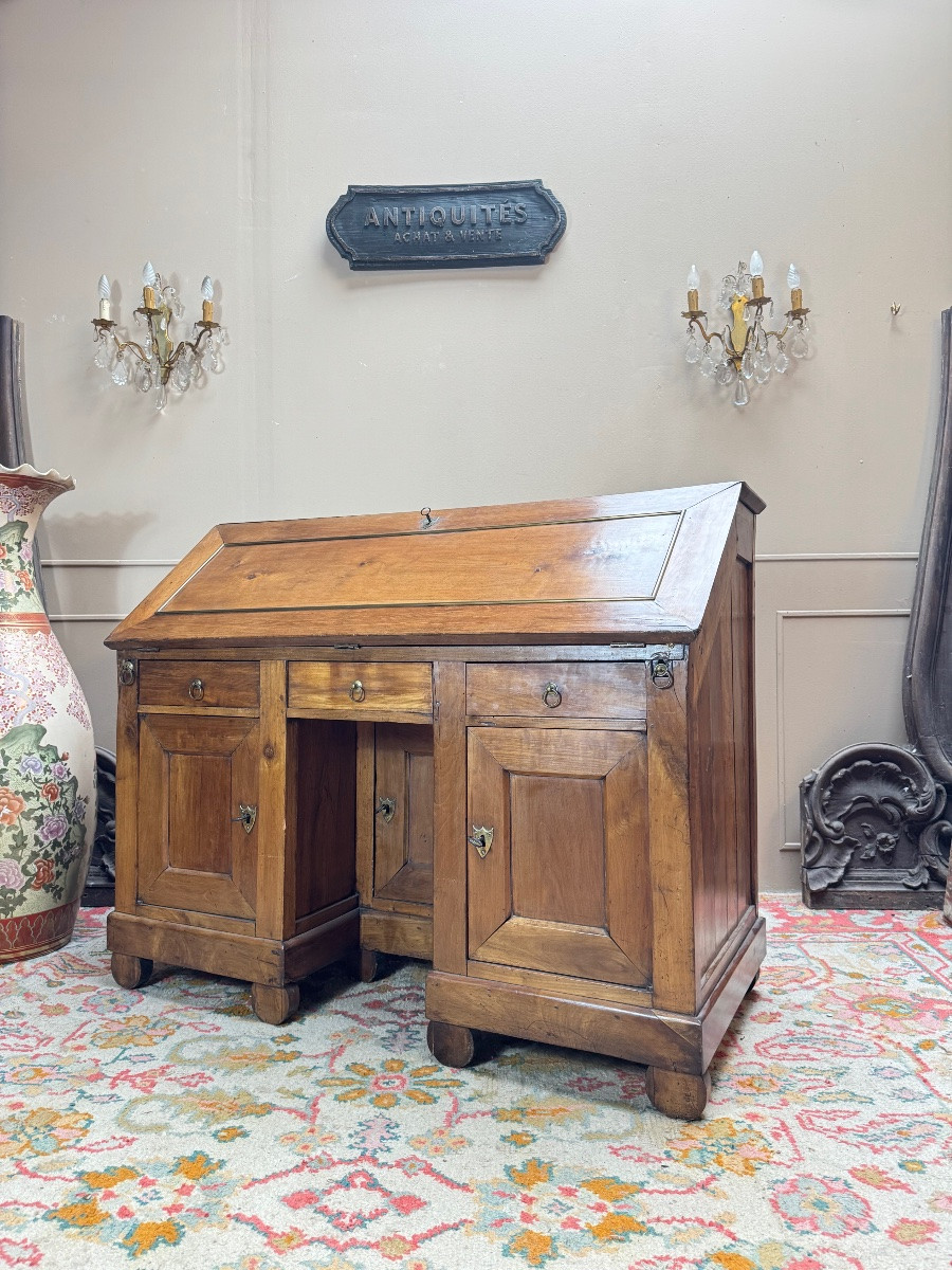 Bureau de pente en noyer d’époque directoire XVIII eme siècle -photo-5