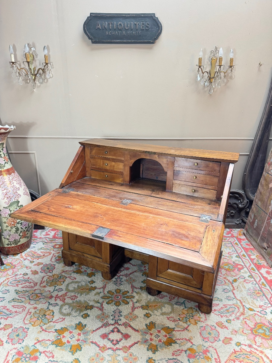 Bureau de pente en noyer d’époque directoire XVIII eme siècle -photo-7