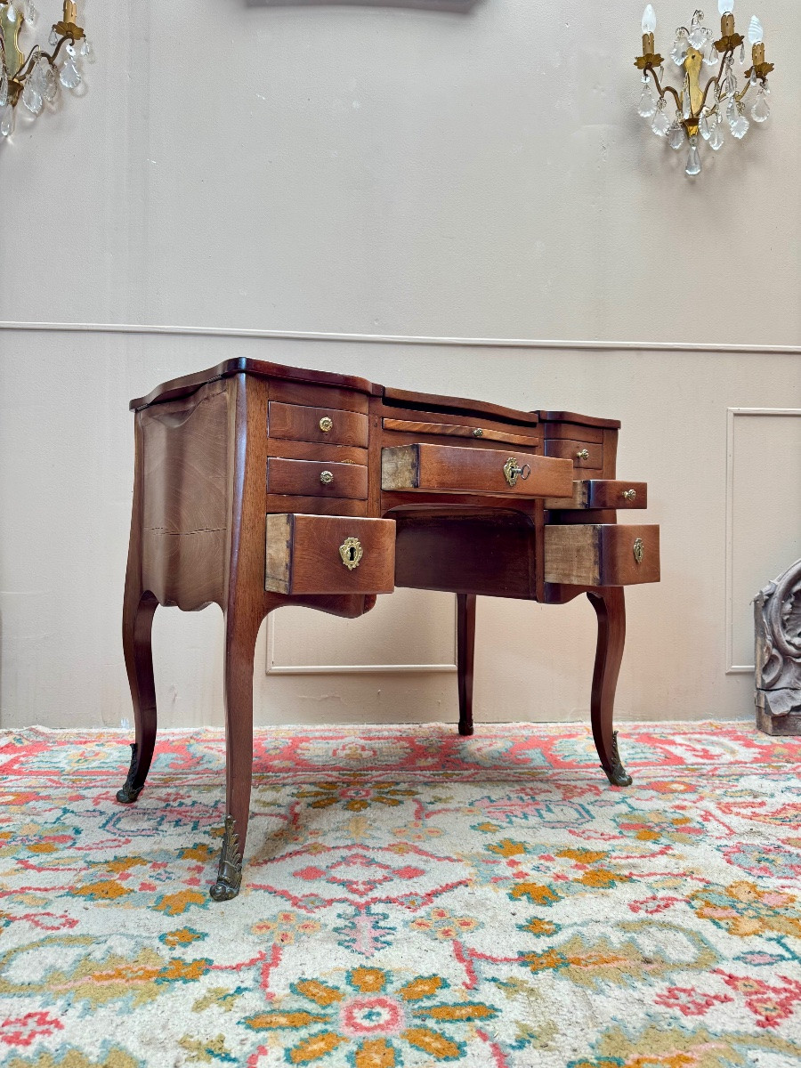 Louis XV Period Solid Mahogany Dressing Table, Bordeaux Style-photo-4