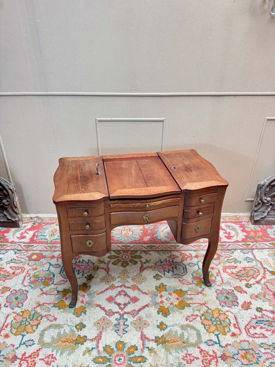 Louis XV Period Solid Mahogany Dressing Table, Bordeaux Style-photo-1